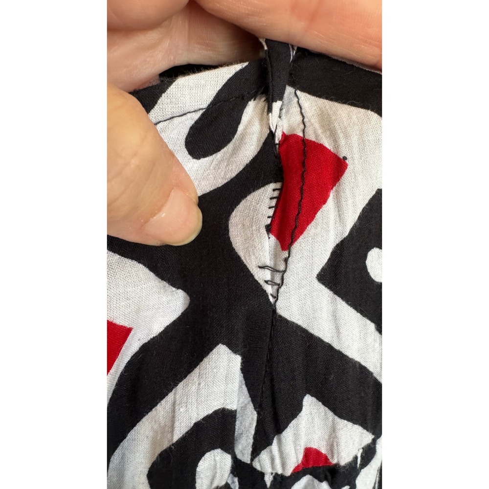 Sabby Anand Maxi Dress Sz L Cotton Geometric Tribal Print Open Back Boho Resort - Picture 9 of 11